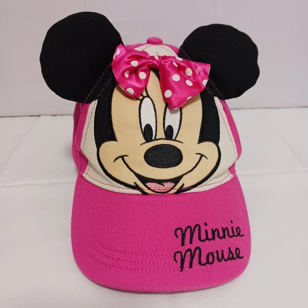 Disney Girls Minnie‎ Mouse Pink Adjustable Cap with Lg Ears and Bow